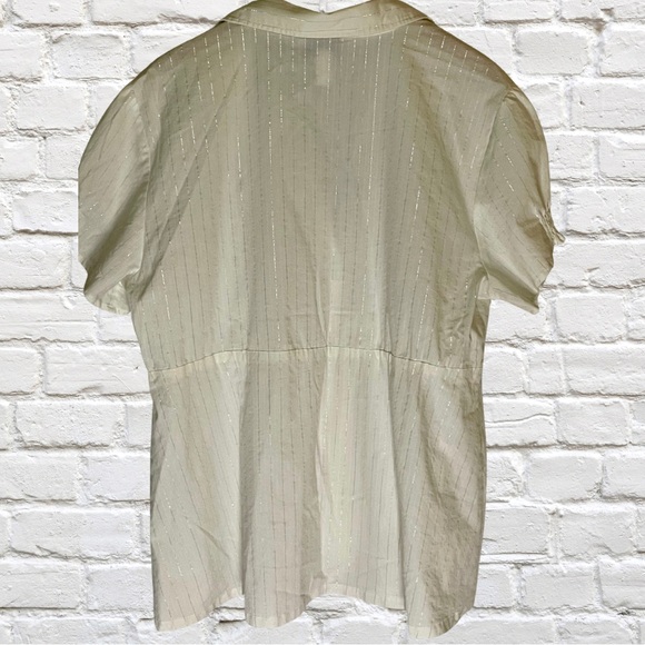 Torrid Short Sleeve Button-Down Shirt with Metallic Pinstripes - Picture 2 of 4